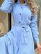 Жіноча сукня із вельвету з поясом колір блакитний р.50/52 446319 446319 фото 2