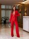 Жіночий брючний костюм асиметрія червоного кольору на підкладці розмір р.52 378370 378370 фото 2