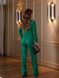 Жіночий брючний костюм асиметрія зеленого кольору на підкладці р.40 372783 372783 фото 6