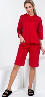 Жіночий костюм двійка з шортами колір червоний р.50/52 453626 453626 фото