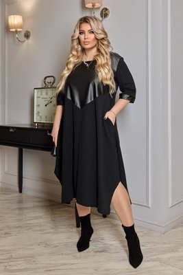 Жіноча сукня вільного крою колір чорний р.50/52 449373 449373 фото