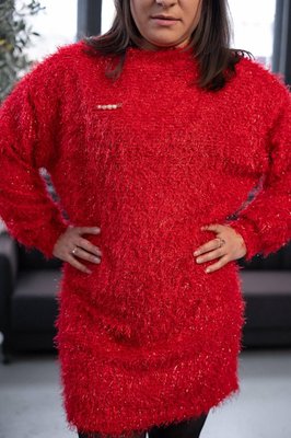 Жіноча сукня вільного крою із ангори червоного кольору р.48/50 385444 385444 фото