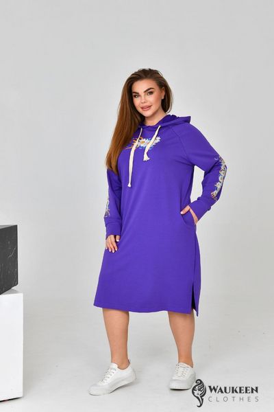 Жіноча сукня спорт з капюшоном колір фіолетовий р.52 454333 454333 фото