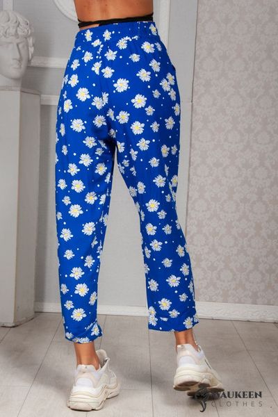 Женские брюки укороченные синие в цветочек 305994 314891 фото
