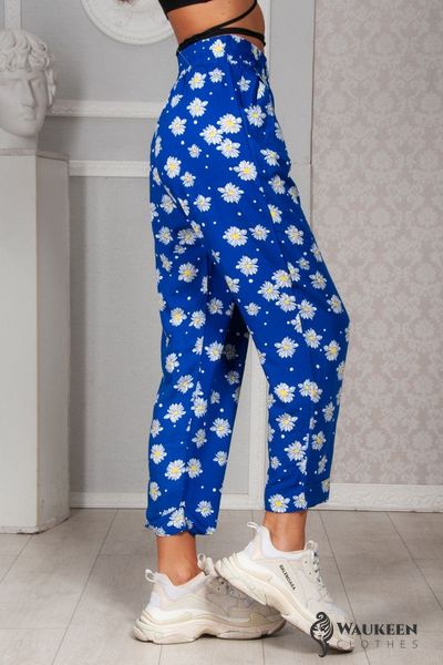 Женские брюки укороченные синие в цветочек 305994 314891 фото