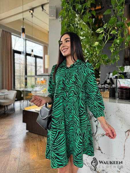 Жіноча вільна сукня із софту колір зелений р.42/46 454353 454353 фото