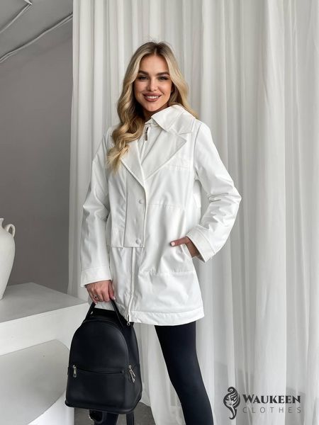 Жіноча тепла куртка колір білий р.S 450143 450143 фото