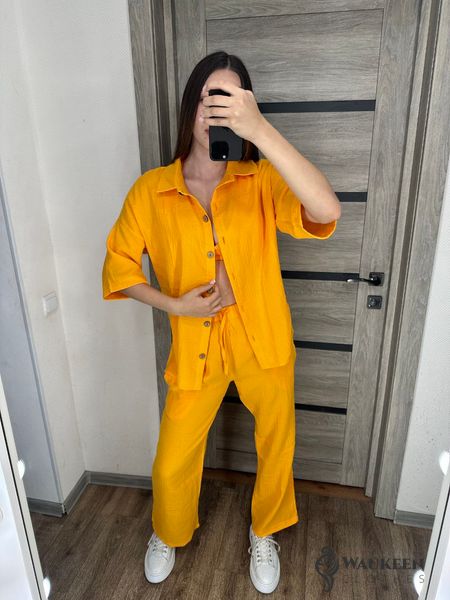 Женский костюм тройка из муслина цвет оранжевый р.50/52 455241 455241 фото