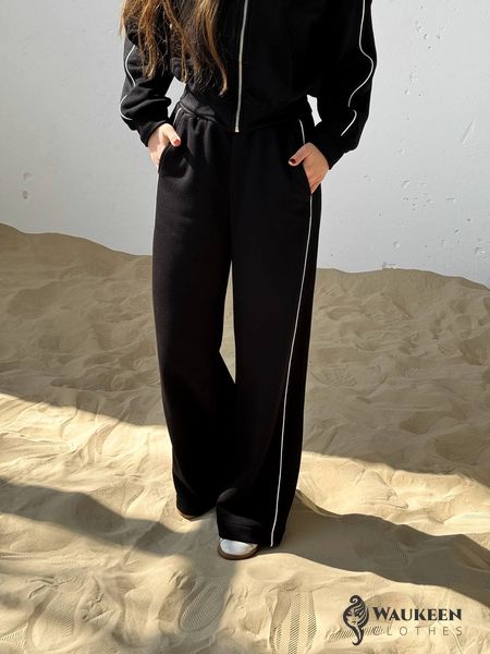 Жіночий костюм з брюками палаццо колір чорний р.42/44 454397 454397 фото