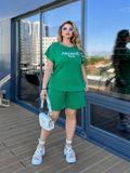 Жіночий костюм шорти та футболка колір зелений р.48/50 459918 459918 фото