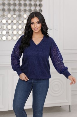 Жіночий светр трикотажний колір синій р.48/50 445621 445621 фото