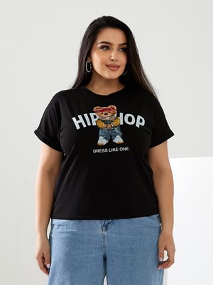 Женская футболка HIP-HOP цвет черный р.56/58 433164 433167 фото