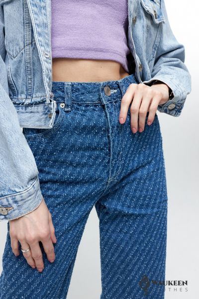 Жіночі джинси в смужку "PRO ПРЯМОТУ" колір синій р.38 445704 445704 фото
