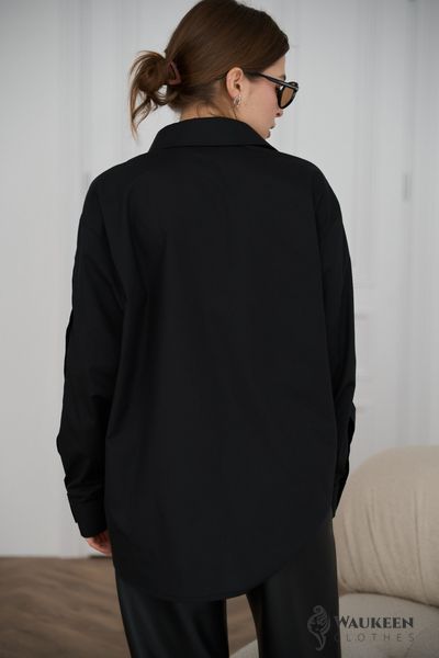 Жіноча класична сорочка з бавовни колір чорний р.M/L 451480 451480 фото
