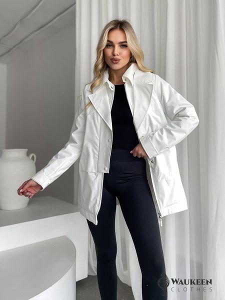 Жіноча тепла куртка колір білий р.XL 450315 450315 фото