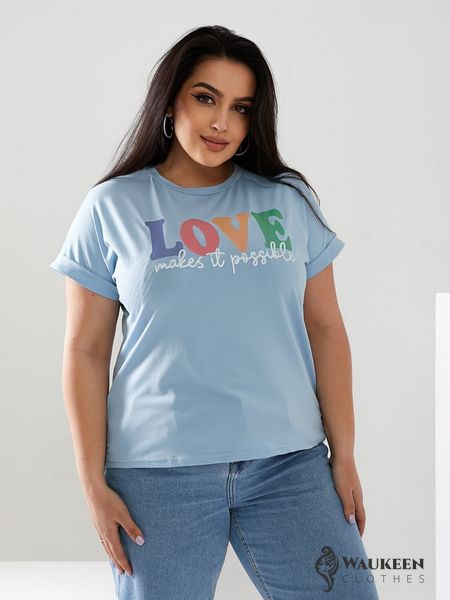 Женская футболка LOVE цвет голубой р.42/46 432431 432431 фото