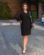 Трикотажне жіноче плаття з шифоновими рукавами чорного кольору р.48/50 355343 355343 фото 1