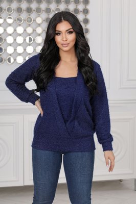 Жіночий светр трикотажний колір синій р.48/50 445636 445636 фото