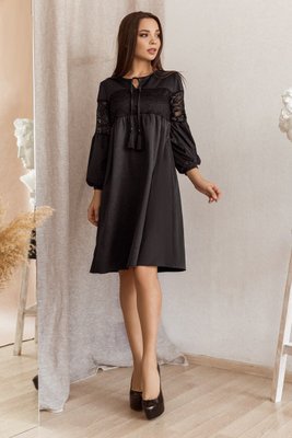 Жіноча сукня вільного крою з декоративними шнурками чорного кольору розмір 374640 374640 фото