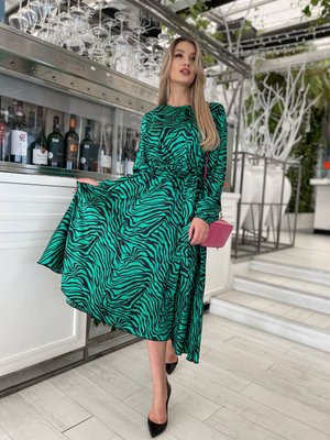 Женское платье с поясом цвет зеленый р.42/44 449268 449268 фото
