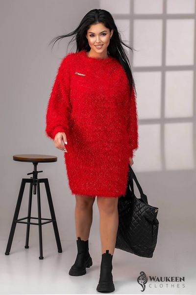 Жіноча сукня вільного крою із ангори червоного кольору р.56/58 385451 385451 фото
