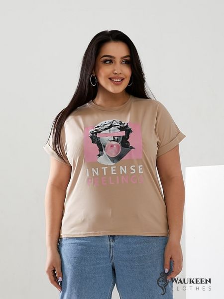 Жіноча футболка INTENSE колір бежевий р.48/50 433183 433183 фото