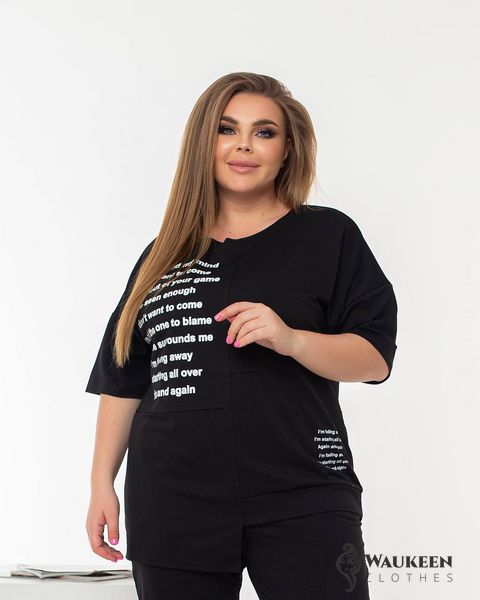 Жіночий костюм із двонитки футболка та бриджі чорного кольору р.52/54 380623 380613 фото