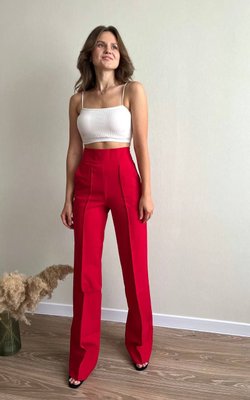 Жіночі штани червоного кольору р.42 377524 377524 фото