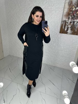 Жіноча сукня міді колір чорний р.50/52 449140 449140 фото