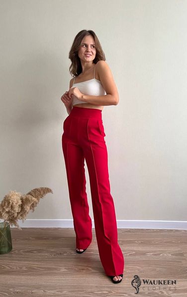 Жіночі штани червоного кольору р.42 377524 377524 фото