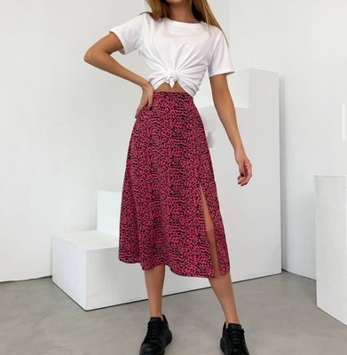 Женская юбка с боковым разрезом цвет малина р.48 436899 436899 фото