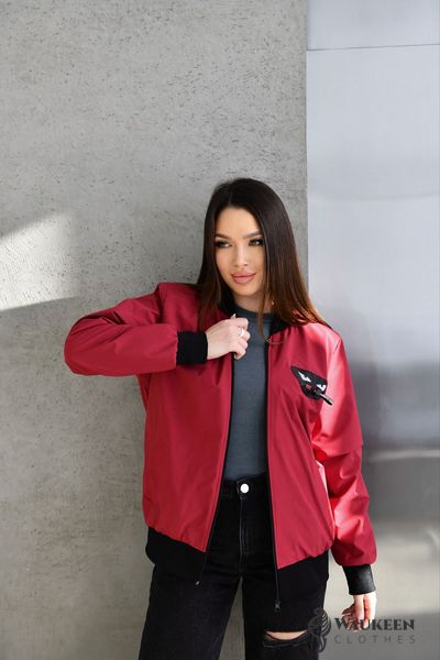 Жіноча куртка бомбер колір бордовий р.56/58 450808 450808 фото