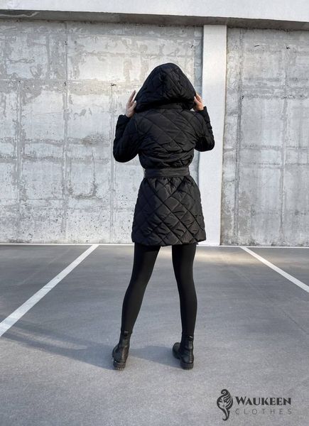 Жіноча тепла куртка з капюшоном колір чорний р.38/40 452190 452190 фото