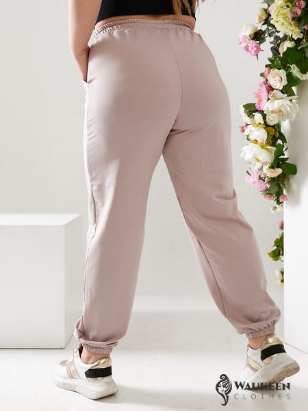 Женские спортивные брюки двухнитка бежевого цвета р.50 406300 406303 фото