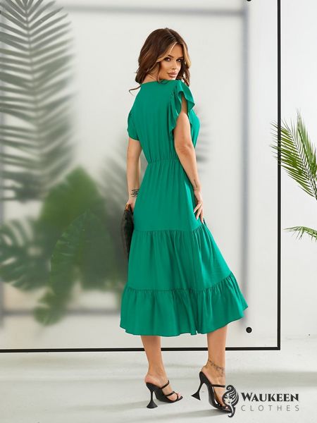 Жіноча сукня міді колір зелений р.42/44 435747 435747 фото