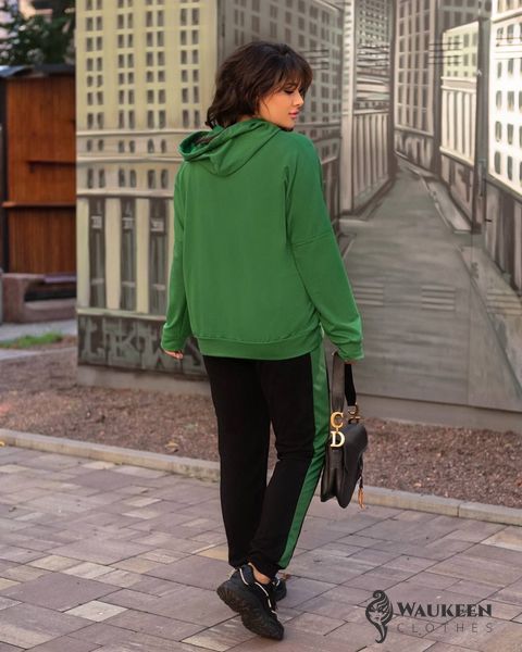 Жіночий спортивний костюм колір зелений-чорний р.48/50 439178 439178 фото