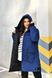 Жіноча куртка-пальто із плащової тканини колір синій р.48/50 445906 445906 фото 5