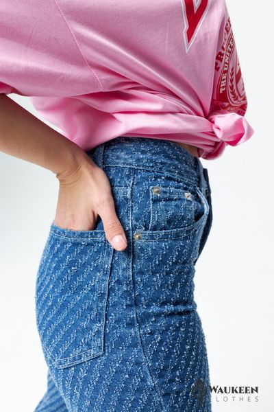 Жіночі джинси в смужку "PRO ПРЯМОТУ" колір синій р.42 445706 445706 фото