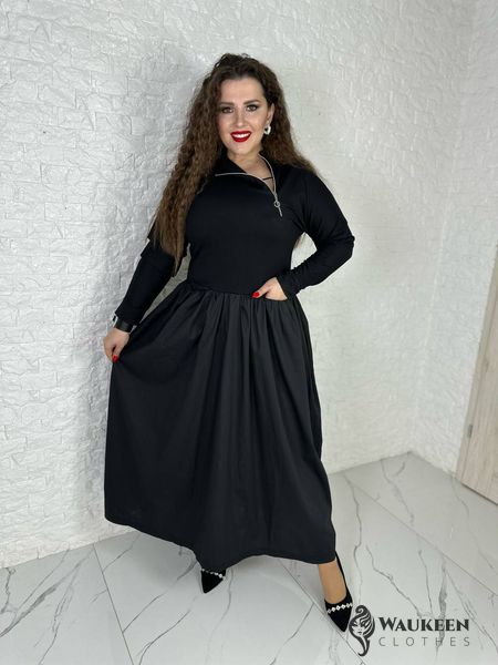 Жіноча сукня вільного крою колір чорний р.54/56 449743 449743 фото
