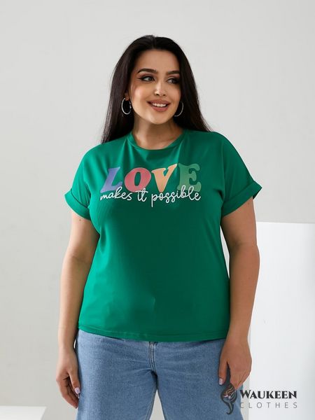 Жіноча футболка LOVE колір зелений р.42/46 432433 432433 фото