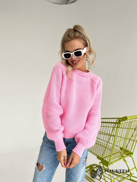 Женский шерстяной свитер розового цвета р.42/46 405996 405996 фото