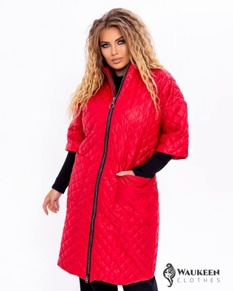 Жіноча куртка-пальто з плащової тканини р.54 377503 377503 фото