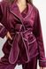 Жіноча піжама велюр Eva на запах марсалового кольору р.M 442566 442566 фото 3