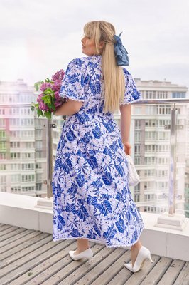 Жіноча сукня із софту міді колір синій р.50/52 459084 459084 фото