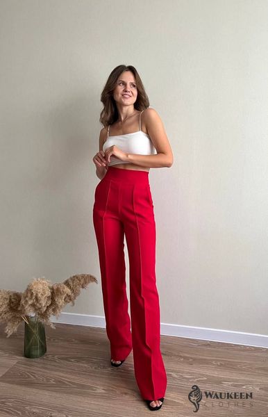 Жіночі штани червоного кольору р.44 377523 377523 фото
