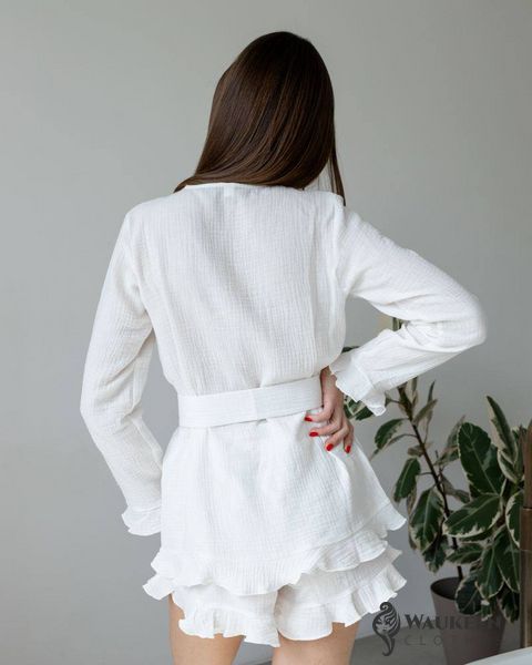 Жіноча піжама двійка із шортами «Nancy» колір молочний р.L 455518 455518 фото