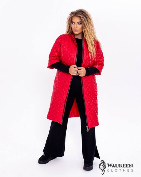 Жіноча куртка-пальто з плащової тканини р.66 377497 377497 фото