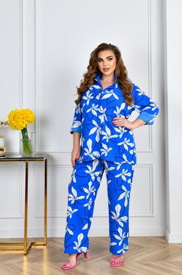 Жіночий костюм-двійка з софту колір синій р.48/50 455544 455544 фото