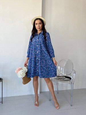 Жіноча вільна сукня із софту колір джинс р.42/46 452073 452073 фото