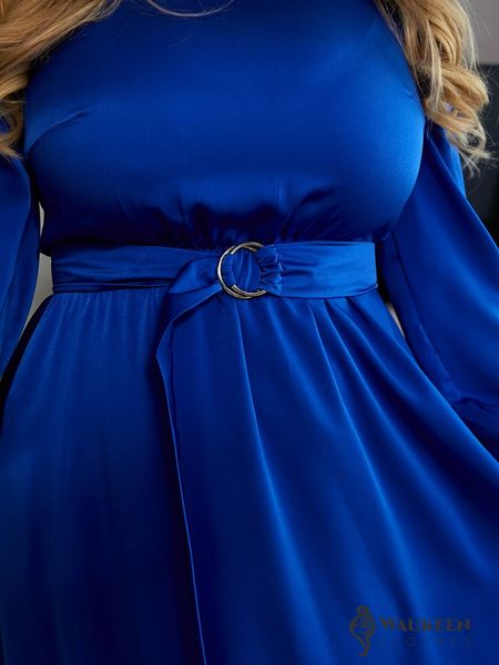 Женское платье миди из шелка цвет синий р.46/48 459120 459120 фото